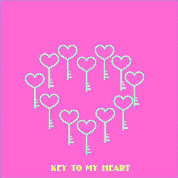 Heart key love vector icon — Stock Vector