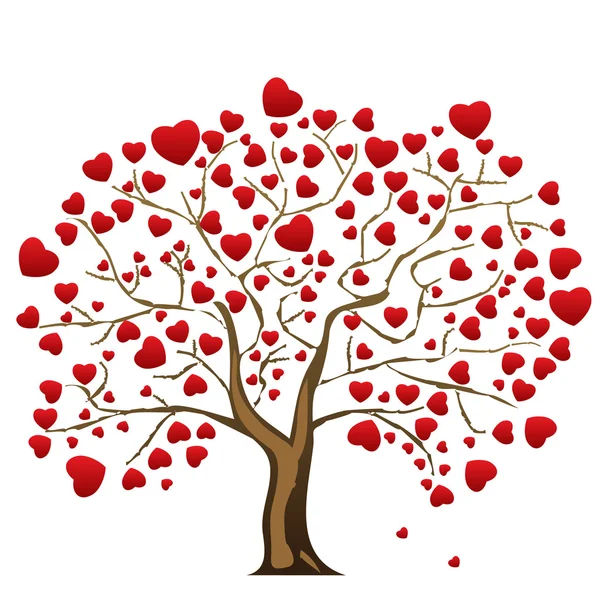 Love tree, tree with red hearts — Stock Vector
