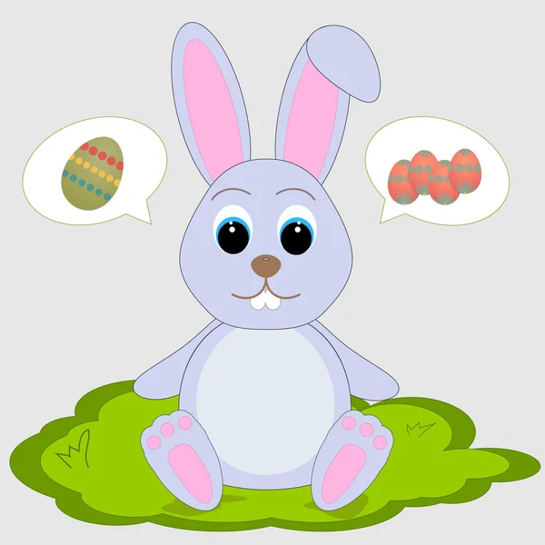 Conejo de Pascua en la hierba — Vector de stock