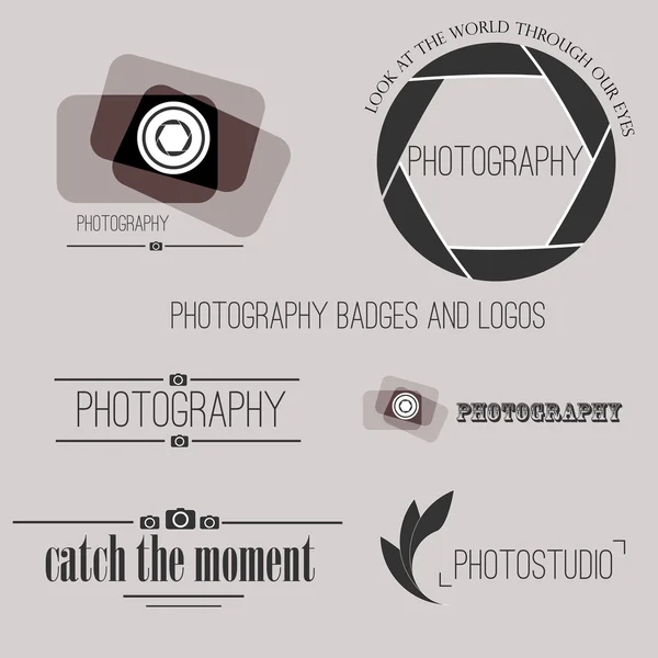 Collezione vettoriale di modelli di logo fotografico. Logotipi fotocam. Fotografia distintivi vintage e icone. Etichette . — Vettoriale Stock