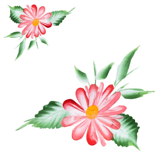 Watercolor Vector Flowers. Vector Watercolour Flowers. — Stock Vector