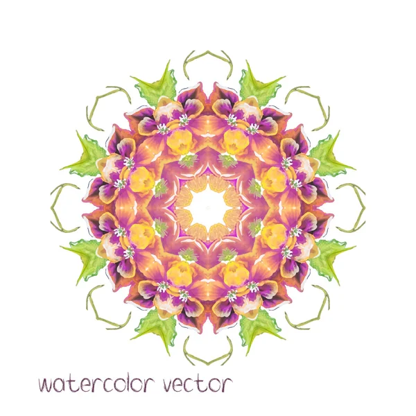 Watercolor Vector Flowers. Vector Watercolour Flowers. Mandala — Stock Vector