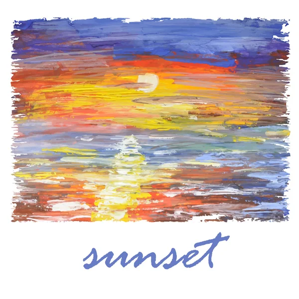 海の夕日と抽象的な水彩背景 — ストックベクタ