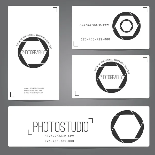 Photo studio logo and business card template. — Stock Vector