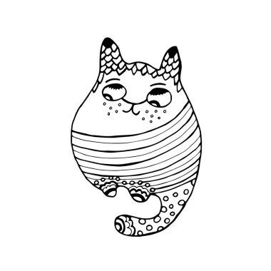 logo ve kartvizit şablonu. zentangle aşiret stilize kedi.