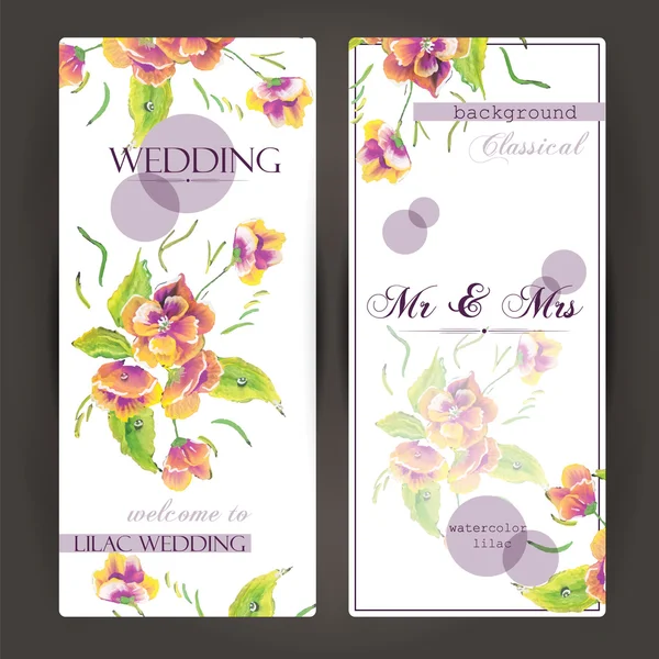 Vector template banners with watercolor paint abstract background. Wedding banners — ストックベクタ