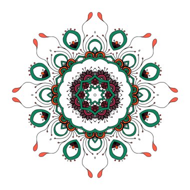 Mandala. Etnik dantel süs yuvarlak. Güzel el çekilmiş çiçek.