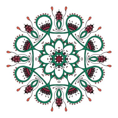 Mandala. Etnik dantel süs yuvarlak. Güzel el çekilmiş çiçek.