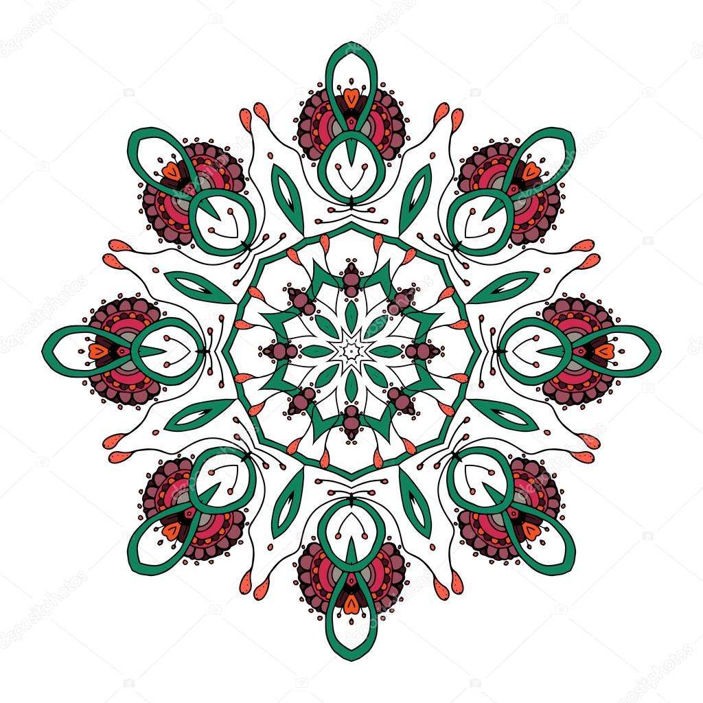 Mandala. Ethnic lace round ornamental pattern. Beautiful hand drawn flower.