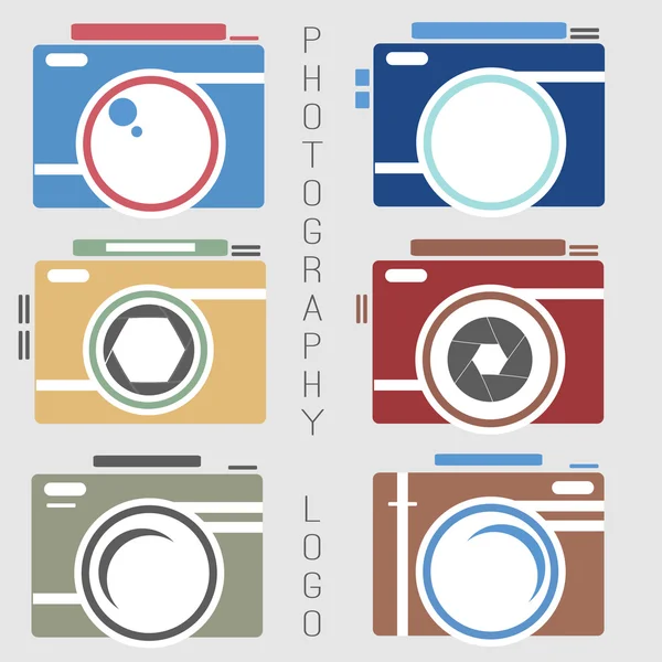 Colección vectorial de plantillas de logotipo de fotografía. Logotipos de cámaras fotográficas. Fotografía insignias vintage e iconos. Etiquetas fotográficas . — Archivo Imágenes Vectoriales