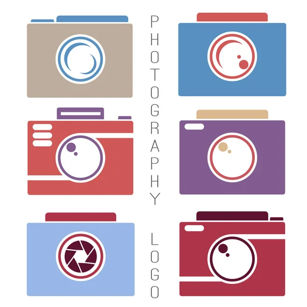 Wektor zbiory fotografii logo szablonów. Photocam logotypy. Wzór odznaki fotografii i ikony. Zdjęcie etykiety. — Wektor stockowy