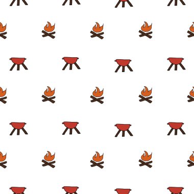 Kamp - koleksiyon doodles. elle çizilmiş kamp seamless modeli