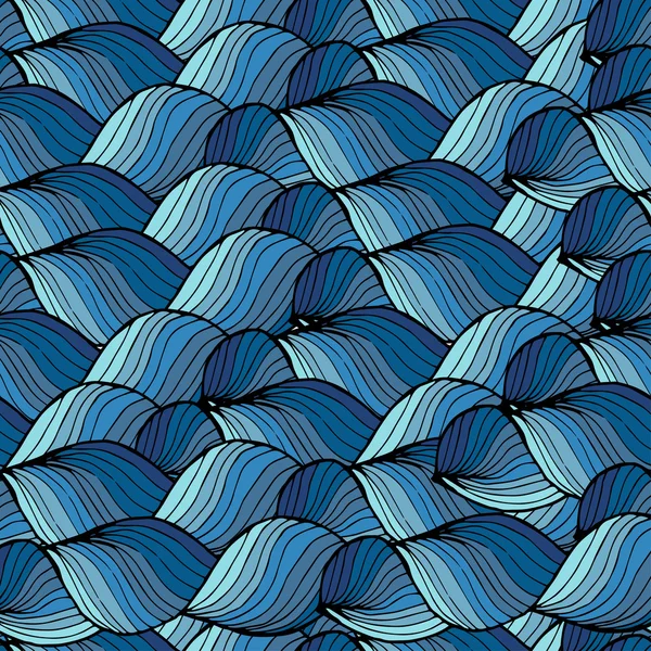 Naadloze abstracte handgetekende patroon, golven achtergrond. Kan worden gebruikt voor behang, opvulpatronen, webpagina-achtergrond, oppervlakte texturen — Stockvector