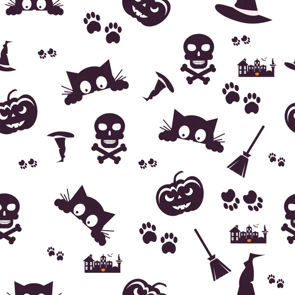 Happy Halloween Background. Seamless pattern. Vector illustration. Collection of seamless patterns in the traditional holiday colors. — Stock Vector