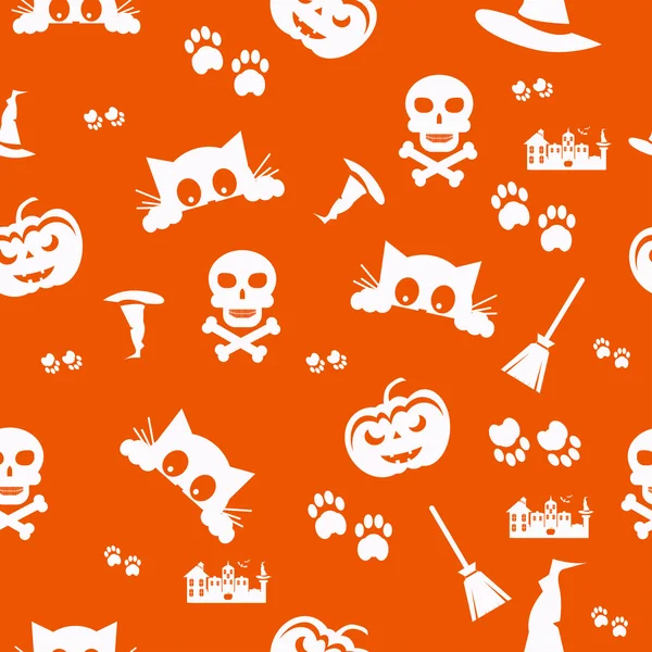 Happy Halloween achtergrond. Naadloze patroon. Vectorillustratie. Collectie van naadloze patronen in de traditionele vakantie-kleuren. — Stockvector