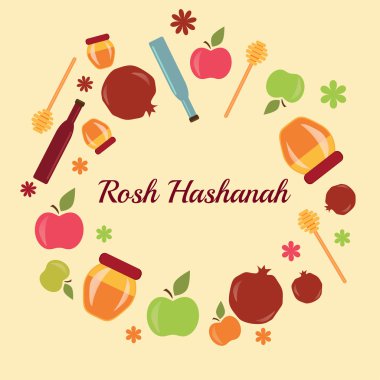 Yahudi yeni yılı, rosh hashanah için tebrik kartı tasarımı. 