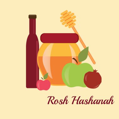 Yahudi yeni yılı, rosh hashanah için tebrik kartı tasarımı. 
