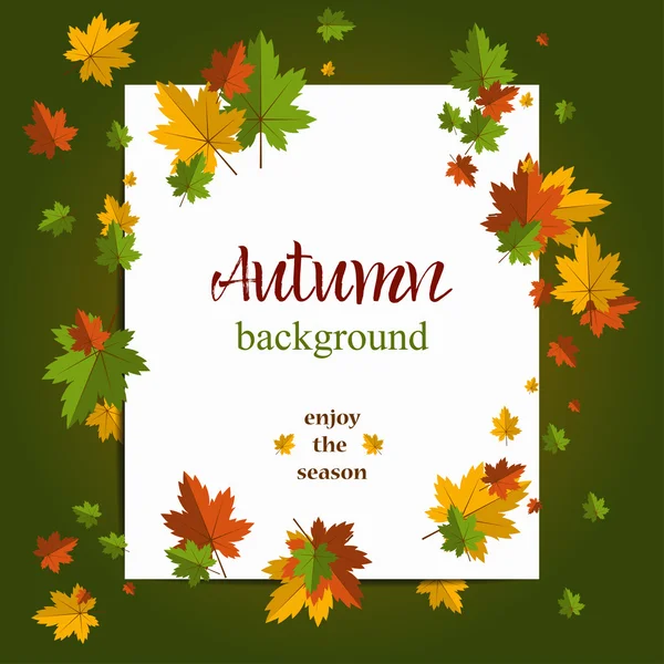 Seasonal background with maple leaves. Copy space. Vector Illustration of an Autumn Design with Autumnal Branch — Stock Vector