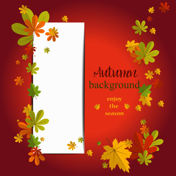 Seasonal background with maple leaves. Copy space. Vector Illustration of an Autumn Design with Autumnal Branch