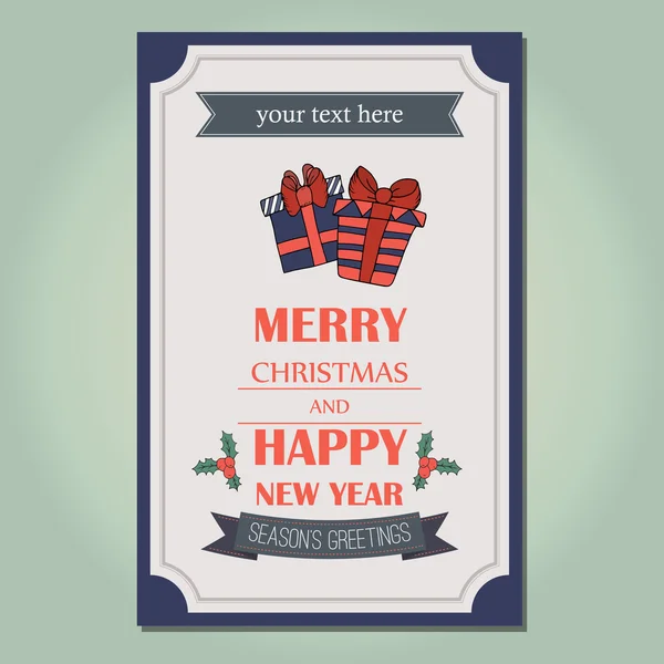 Feliz Natal convite cartão ornamento decoração fundo. Feliz Ano Novo. Férias lettering em um inverno handdroun elementos — Vetor de Stock