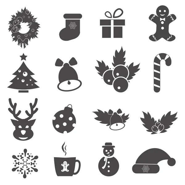 Vector Christmas icons. Each icon is a single object compound path. Simples series — Stock Vector