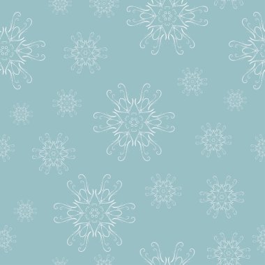 Seamless pattern with hand drawn Christmas snowflake  for winter holidays Vintage  New Year design