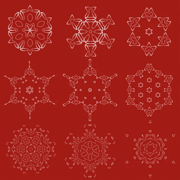 Decoratieve Kerstmis sneeuwvlokken Vector Set — Stockvector