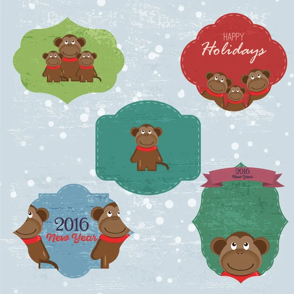 Christmas Set with Notes, Stickers, Labels with winter and christmas Illustrations and Wishes. Template for Planner, Greeting Scrap booking, Congratulations, Invitations. — Stok Vektör