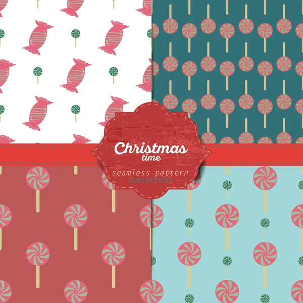 Conjunto de patrones sin costura de navidad vectorial para tarjetas de Navidad y papel de regalo — Vector de stock