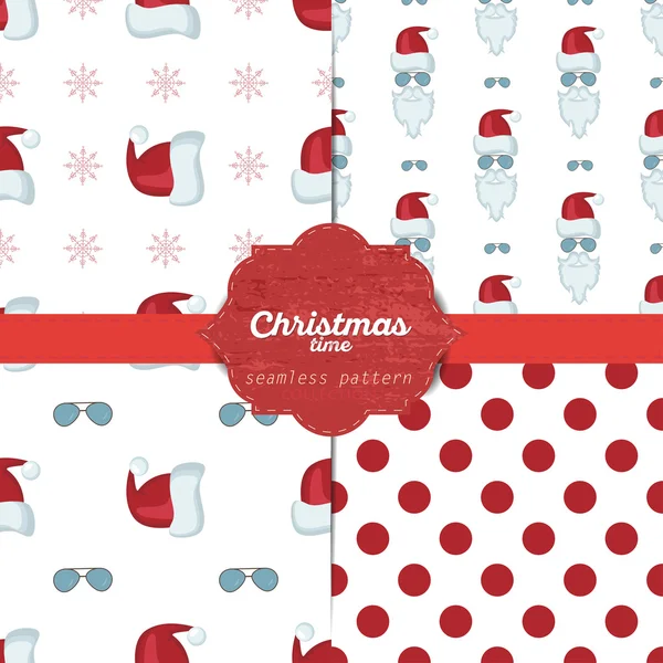 Conjunto de patrones sin costura de navidad vectorial para tarjetas de Navidad y papel de regalo — Vector de stock