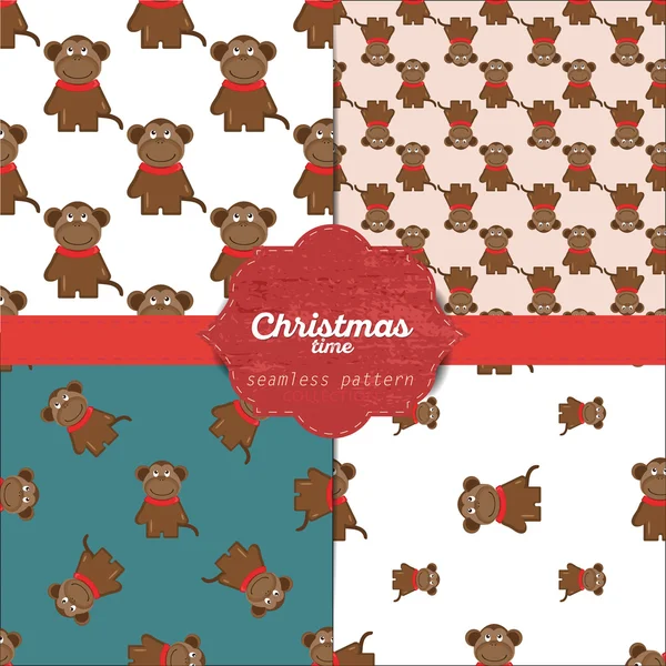 Conjunto de patrones sin costura de navidad vectorial para tarjetas de Navidad y papel de regalo — Vector de stock