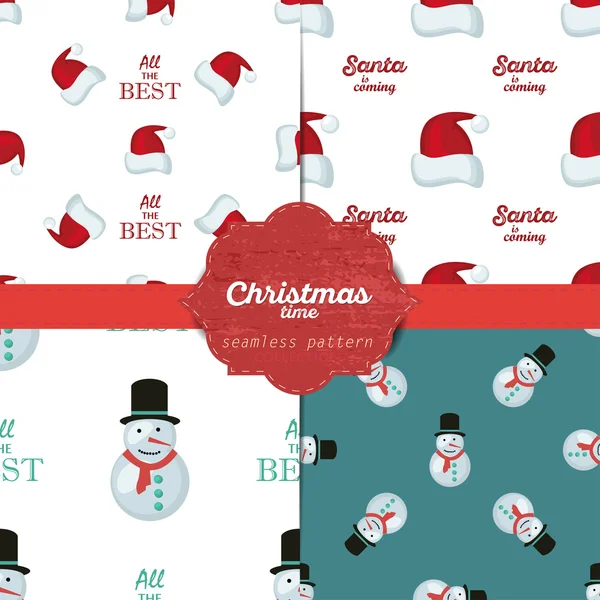 Dizi için xmas kartları ve kağıt ambalaj Hediyelik Noel sorunsuz desenler vektör — Stok Vektör