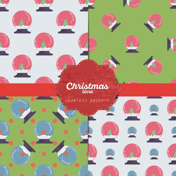 Conjunto de patrones sin costura de navidad vectorial para tarjetas de Navidad y papel de regalo — Vector de stock