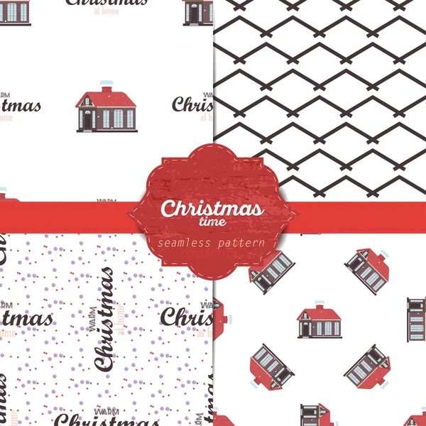 Conjunto de patrones sin costura de navidad vectorial para tarjetas de Navidad y papel de regalo — Vector de stock
