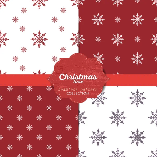 Conjunto de patrones sin costura de navidad vectorial para tarjetas de Navidad y papel de regalo — Vector de stock