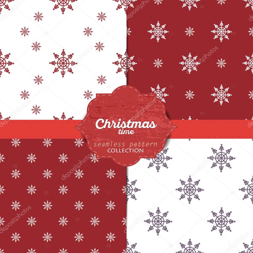 Set of vector christmas seamless patterns for xmas cards and gift wrapping paper