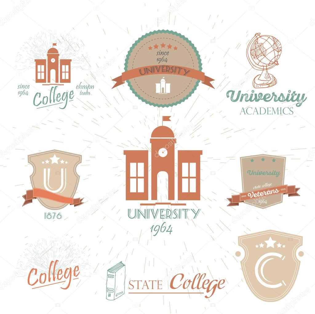 University Emblems And Symbols - Isolated On White Background - Vector Illustration, Graphic Design Editable For Your Design. University Logo 