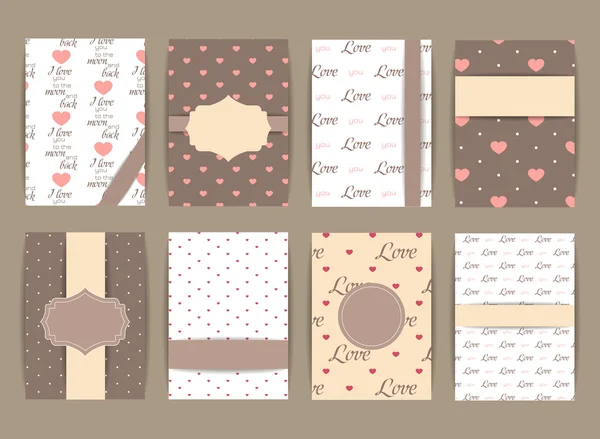 Valentines day and Wedding  Set. Vintage romantic backgrounds. Vector Design Templates Collection for Banners, Placards, Posters — 图库矢量图片