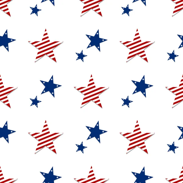 Seamless mönster av stjärnor på vita background.4th juli. Stars and stripes tapeter — Stock vektor