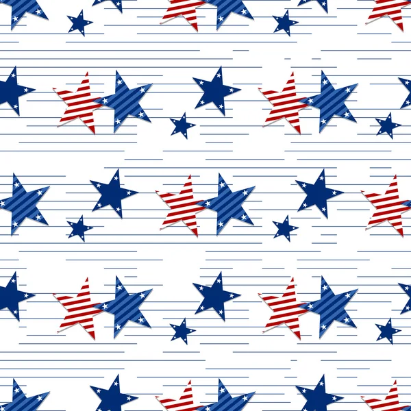 Seamless mönster av stjärnor på vita background.4th juli. Stars and stripes tapeter — Stock vektor