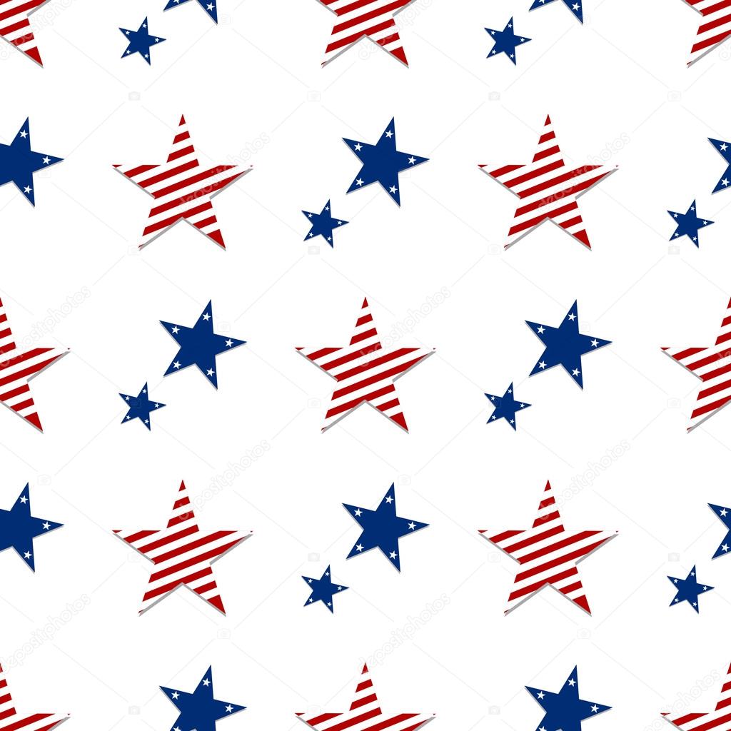 Seamless pattern of stars on white background.4th July. Stars and stripes wallpaper