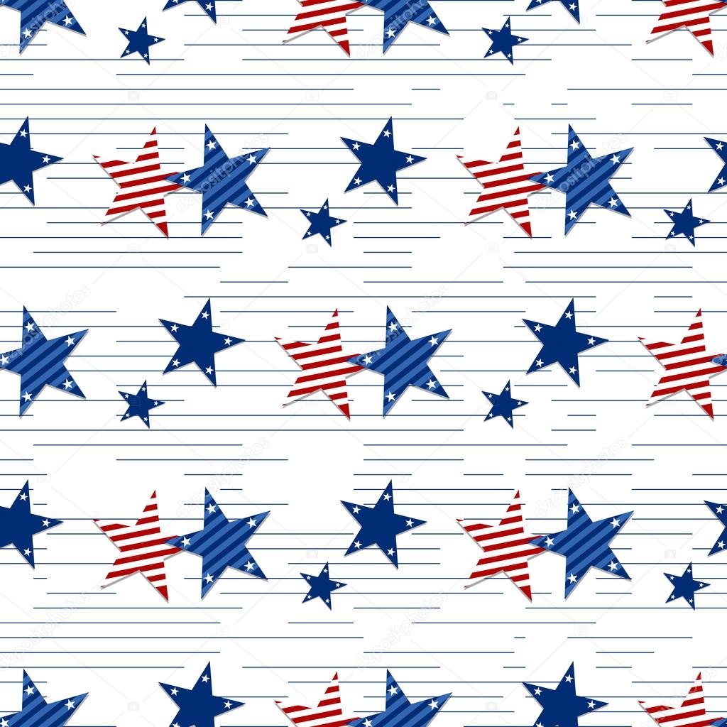Seamless pattern of stars on white background.4th July. Stars and stripes wallpaper