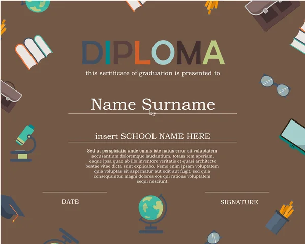 Voorschoolse Kids Diploma certificaat achtergrond ontwerp template — Stockvector