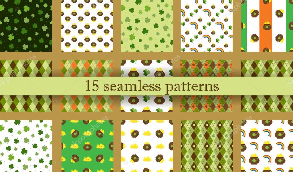 Set of St. Patrick's Day Seamless Patterns Perfect for wallpapers, pattern fills, web backgrounds, greeting cards