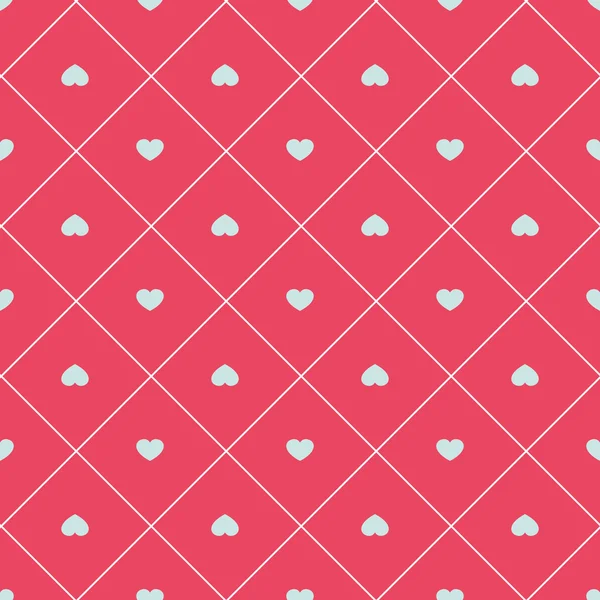 Bonito retro abstrato coração sem costura padrão. Pode ser usado para papel de parede, preenchimento de capa, fundo da página web, texturas de superfície. Cores rosa, broun e branco . —  Vetores de Stock