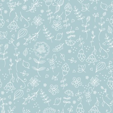 Seamless vector floral pattern, spring,summer backdrop. Hand drawn surface design flowers in garden.