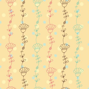 Seamless vector floral pattern, spring,summer backdrop. Hand drawn surface design flowers in garden.