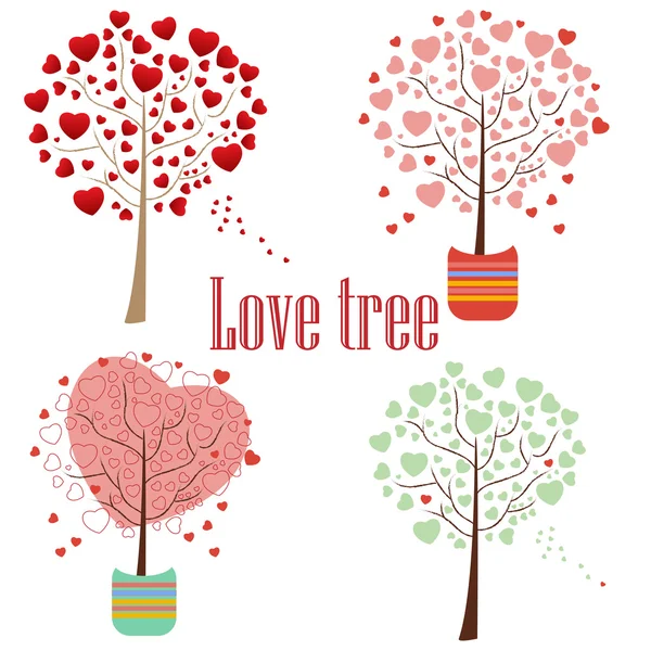 Love tree with heart leaves — Stock Vector