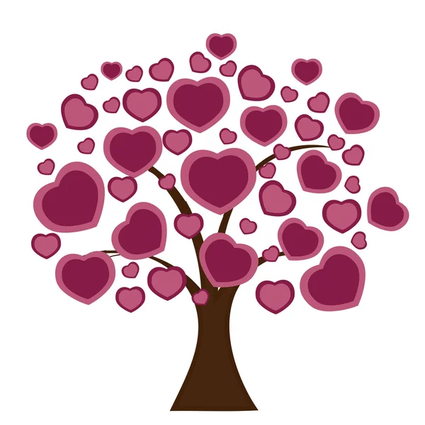 Árbol de amor con hojas de corazón — Vector de stock