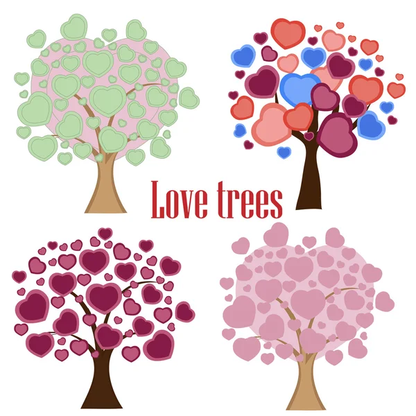 Liebesbaum mit Herzblättern — Stockvektor